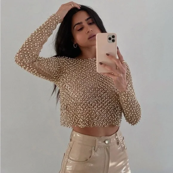 Windsor Gold Sheer Embellished Top - Picture 3 of 3